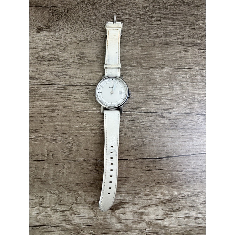 Fossil Original Boyfriend ES3811 Women 38mm White Dial Date Watch Needs Battery